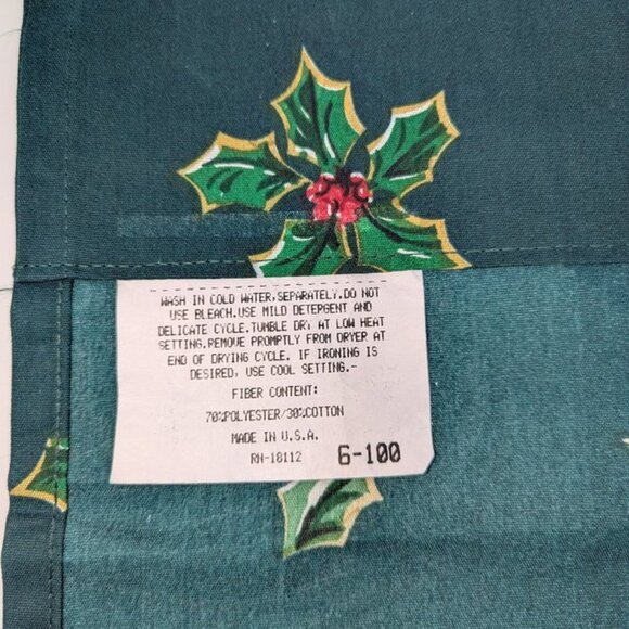 Vintage Sunshine Curtains Holly Berry Leaf Print 58" Valance Window Drape Leaves - Picture 4 of 4